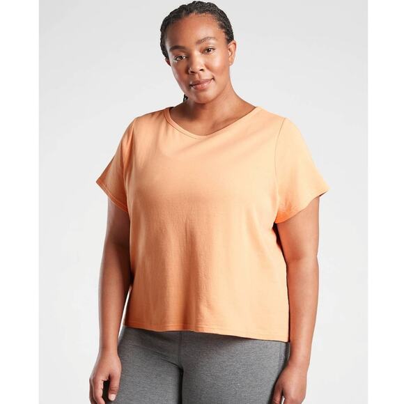 NWT Athleta Sundown Boatneck Tee - 2X / XXL - warm sunset orange - 2X / XXL - Picture 1 of 6